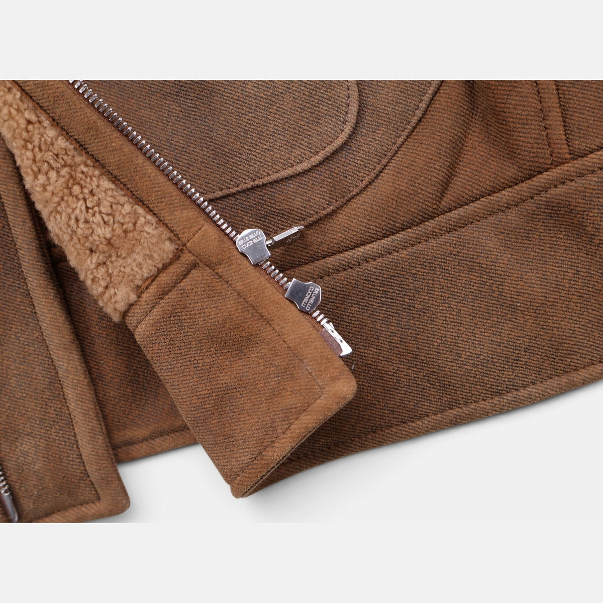 Brunello Cucinelli brown shearling-lined aviator jacket in calf leather