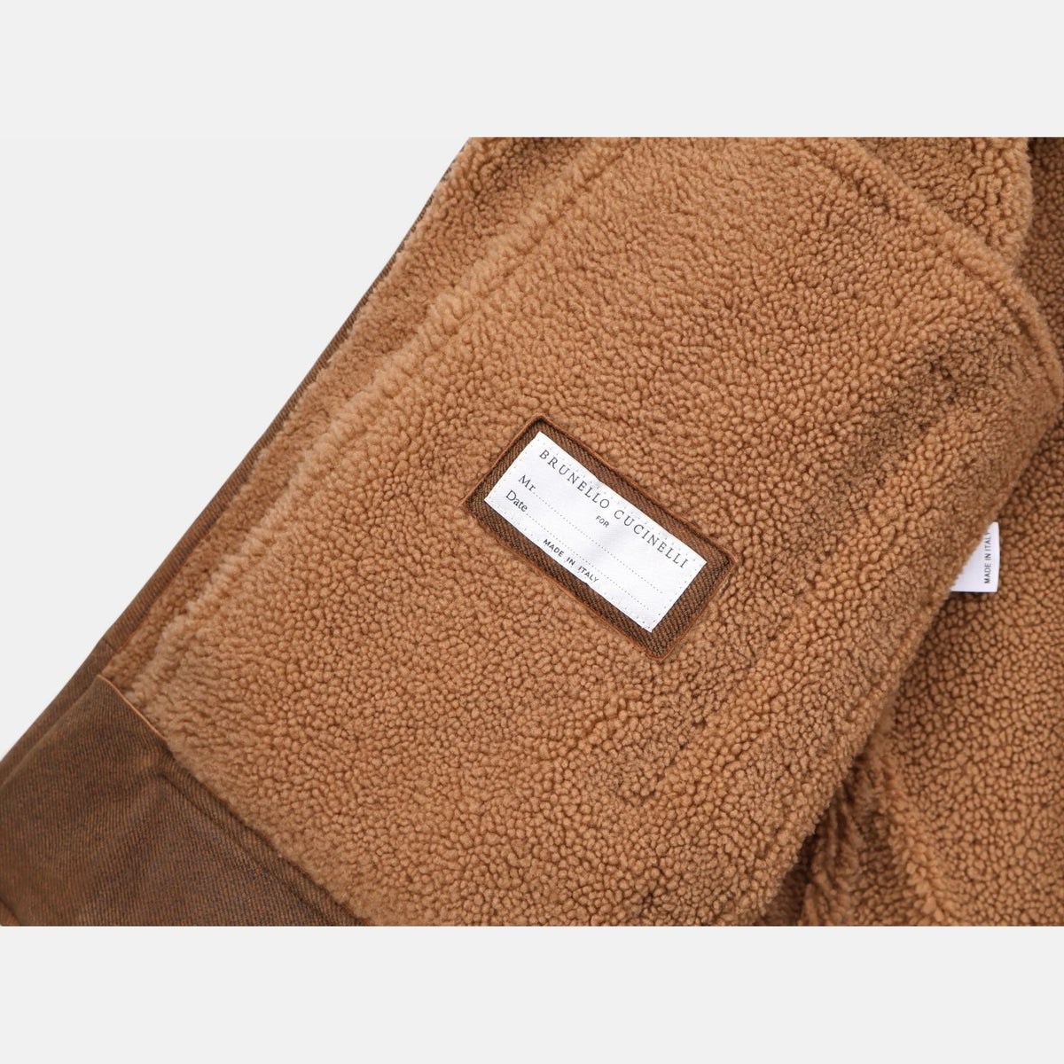 Brunello Cucinelli brown shearling-lined aviator jacket in calf leather