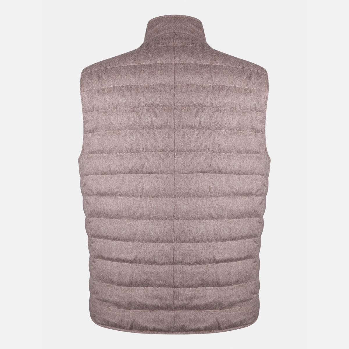 Brunello Cucinelli taupe cashmere flannel down bodywarmer vest