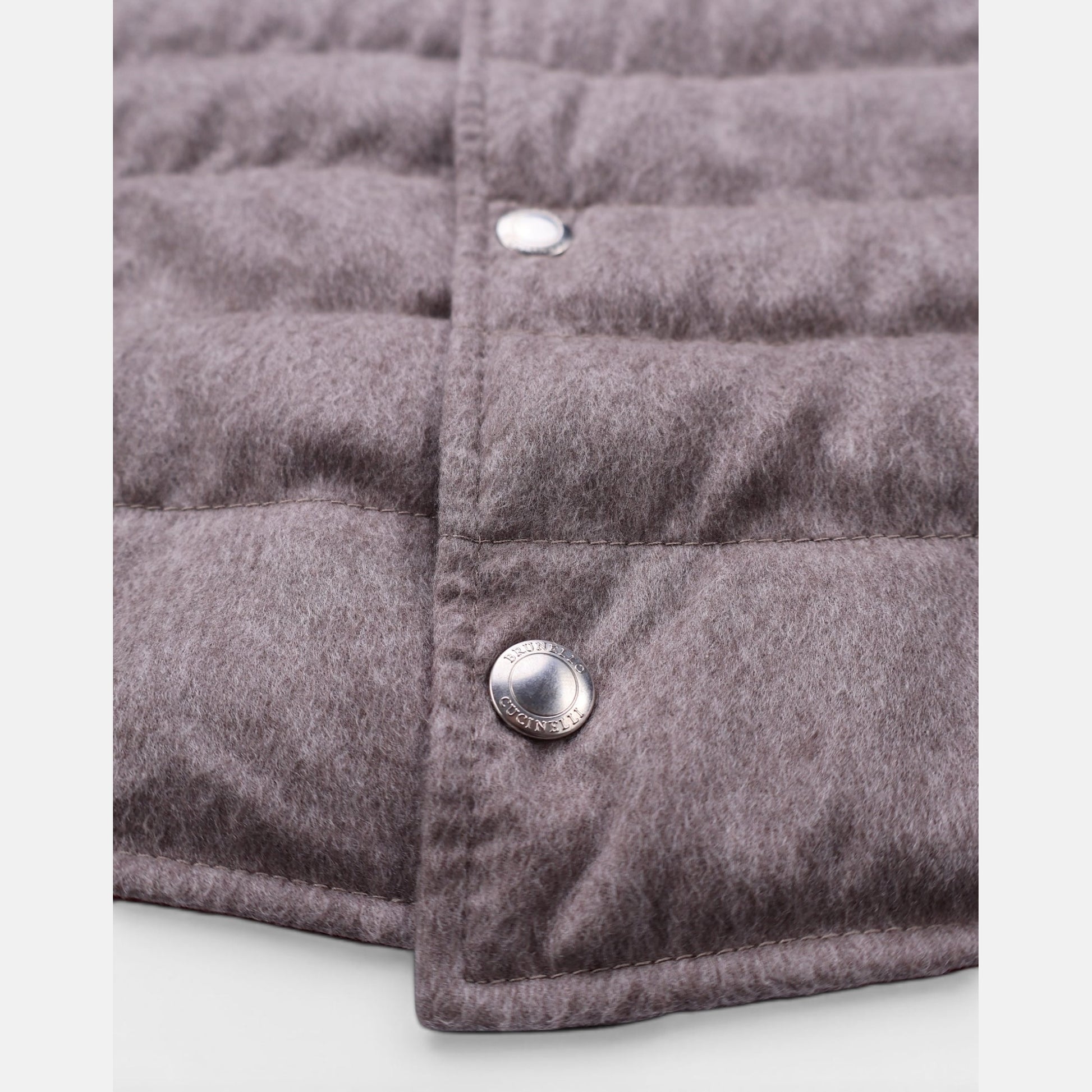 Brunello Cucinelli taupe cashmere flannel down bodywarmer vest