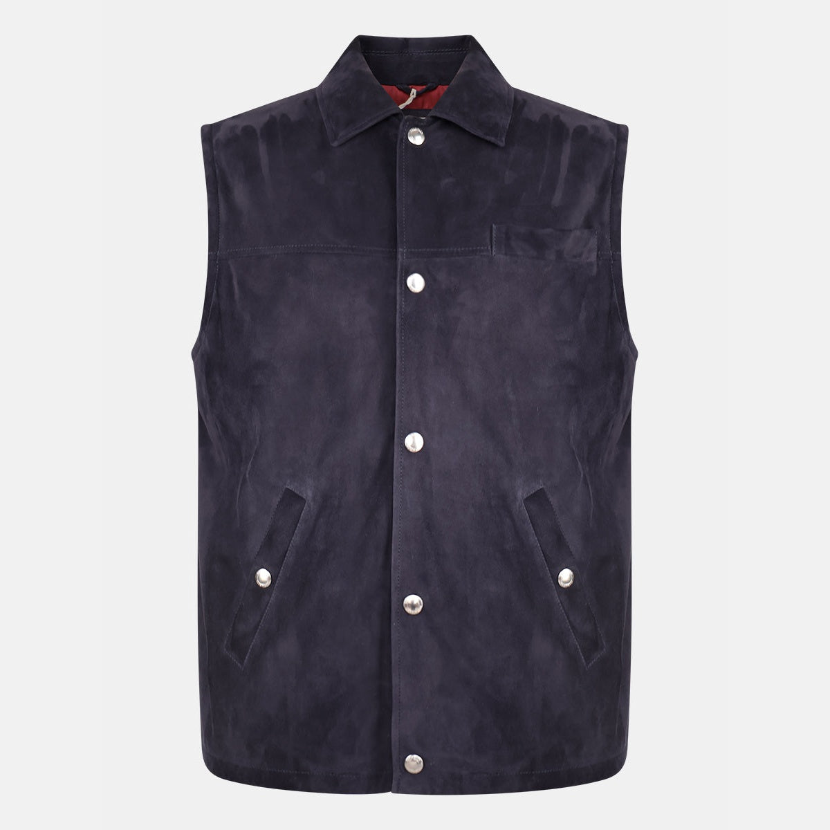 Brunello Cucinelli navy suede leather vest with Thermore insulation