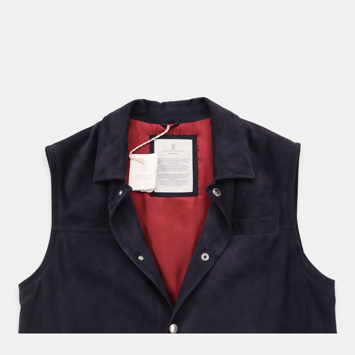 Brunello Cucinelli navy suede leather vest with Thermore insulation