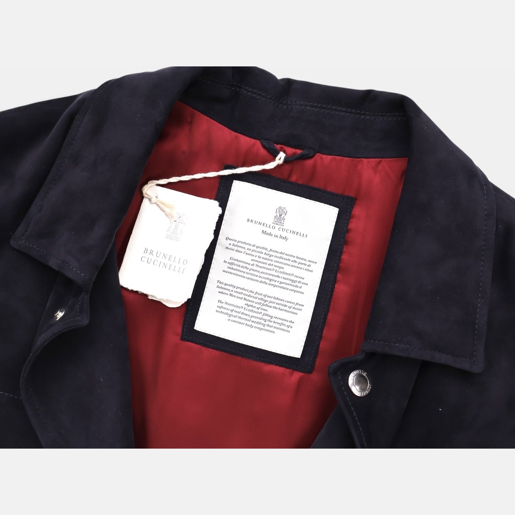 Brunello Cucinelli navy suede leather vest with Thermore insulation