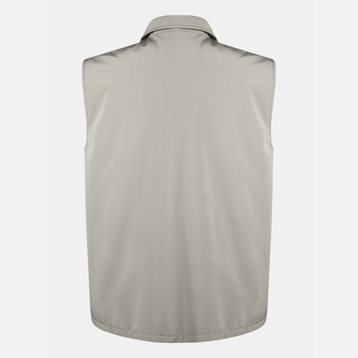 Brunello Cucinelli beige water-resistant snap-front vest, packable technical style