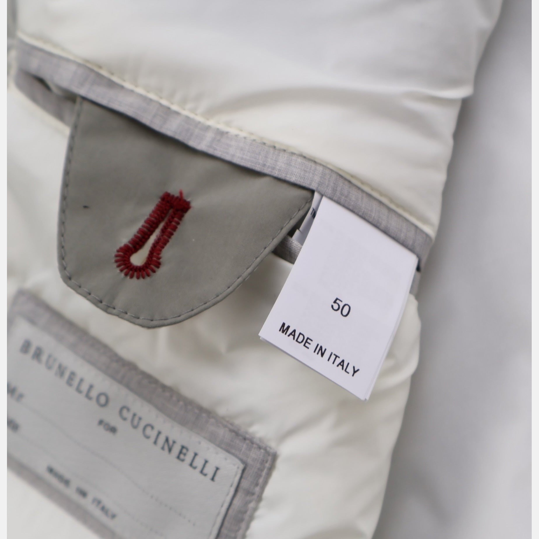 Brunello Cucinelli beige water-resistant snap-front vest, packable technical style