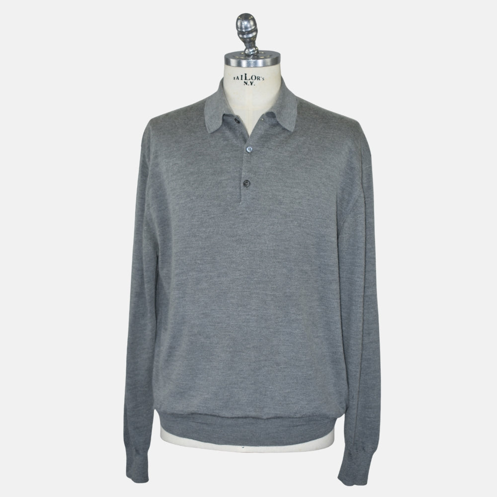 Grey Cashseta Longsleeve Polo (EU 60)