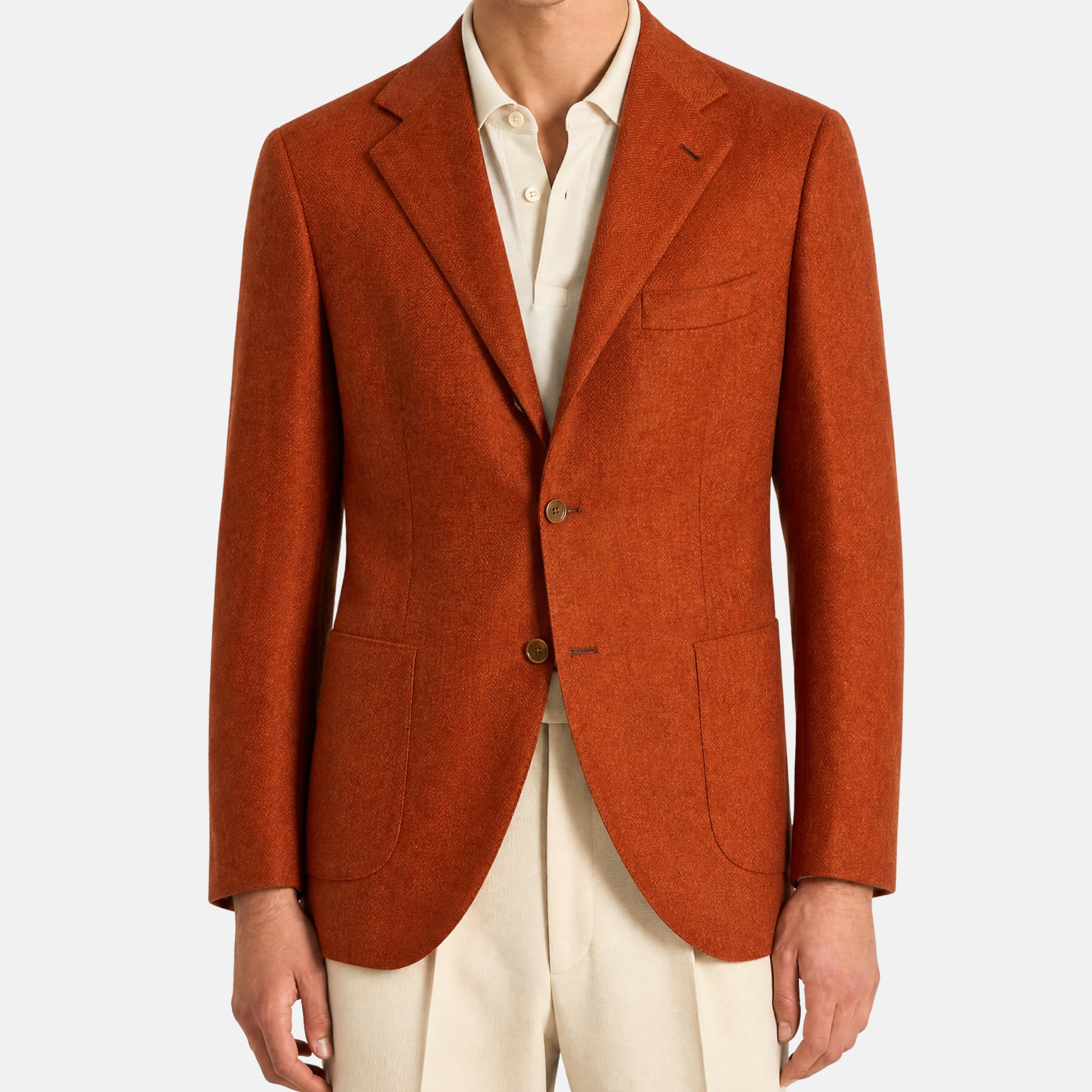 Orange Herringbone Blazer made of Cashmere (EU 52)