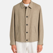 Zegna Sand Oasi Lino Blue Flower Chore Jacket made of Linen/Leather Details (EU 56) – pre-owned | Sanpetuna