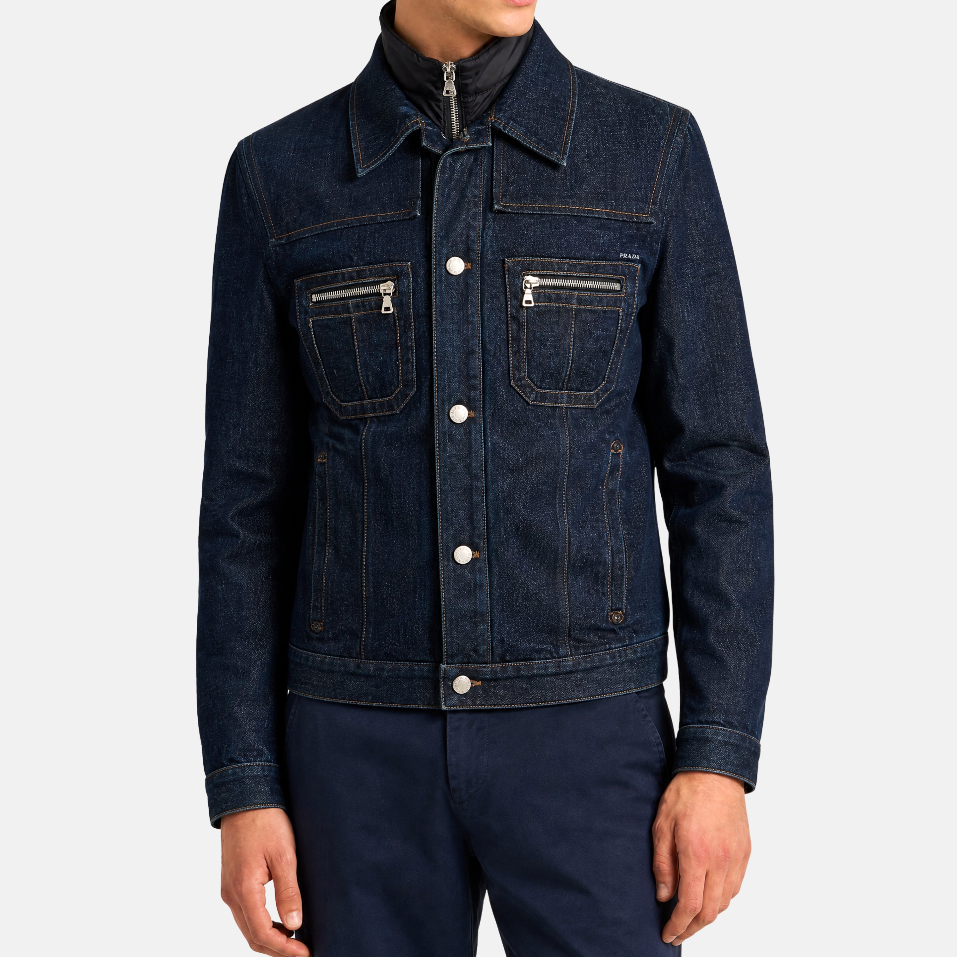 Navy Denim Jacket with Integrated Vest (EU 50)