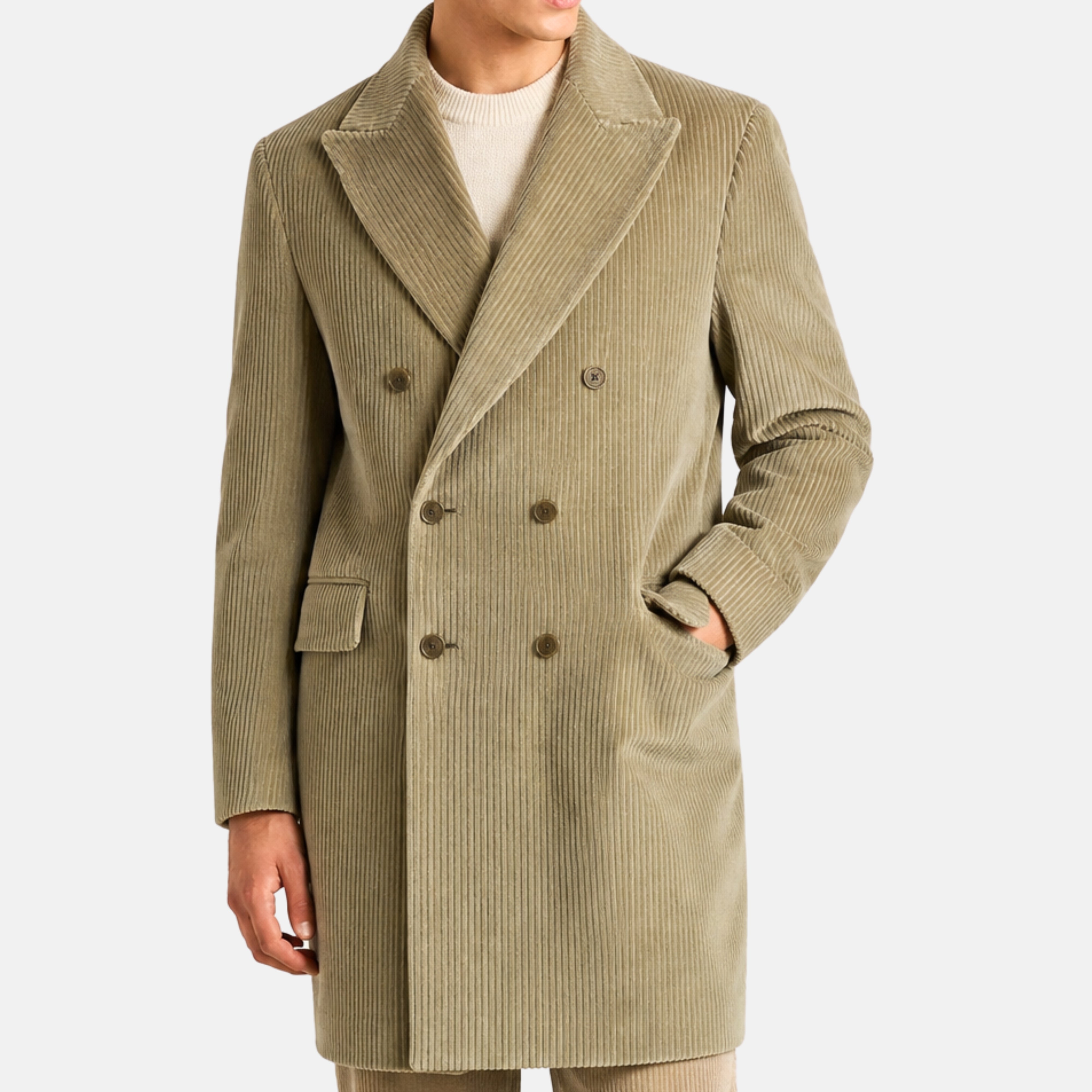 Sand Corduroy Coat made of Cotton (EU 52)