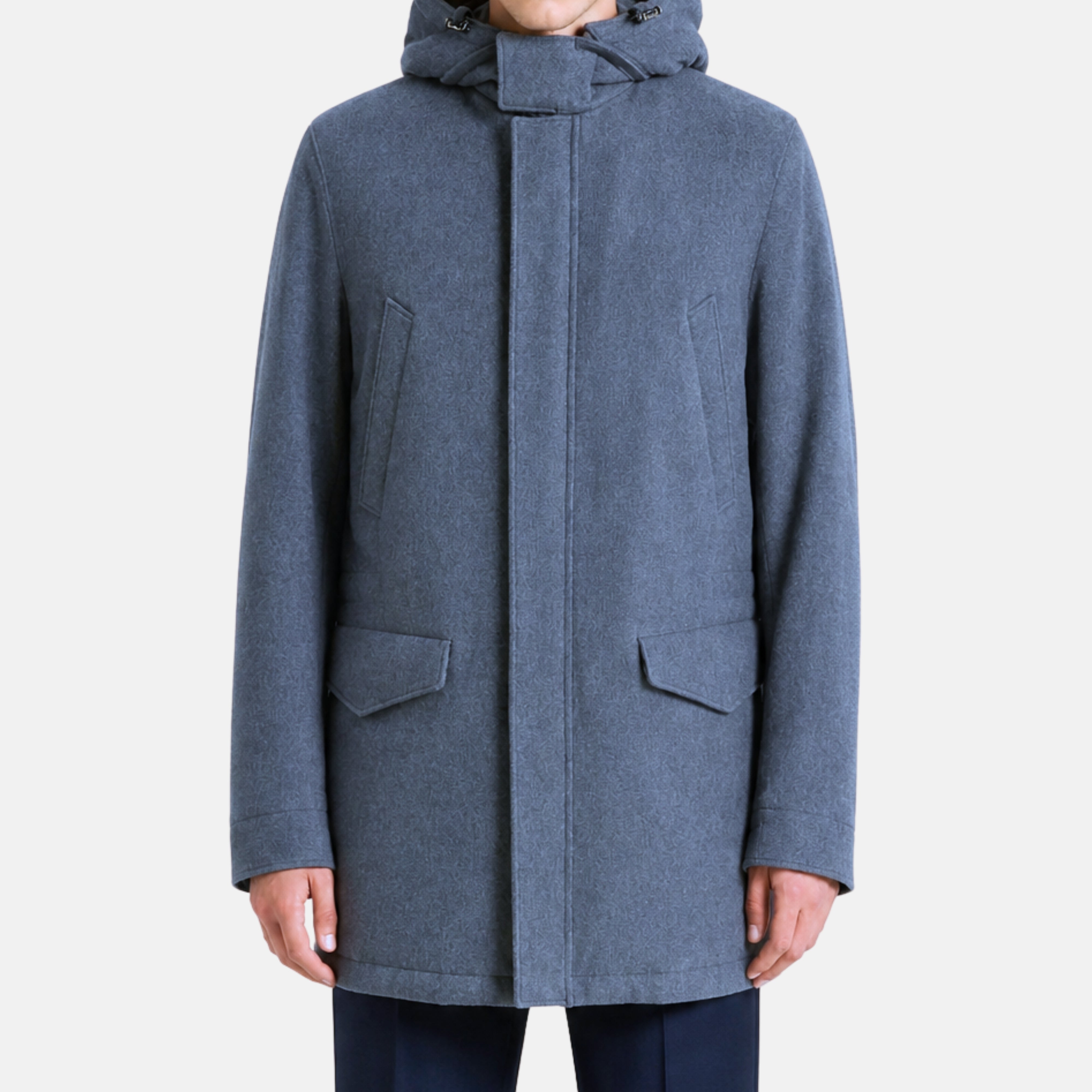 Blue Vicuna/Baby Cashmere Mink Lined Jacket with Detachable Hood (M)