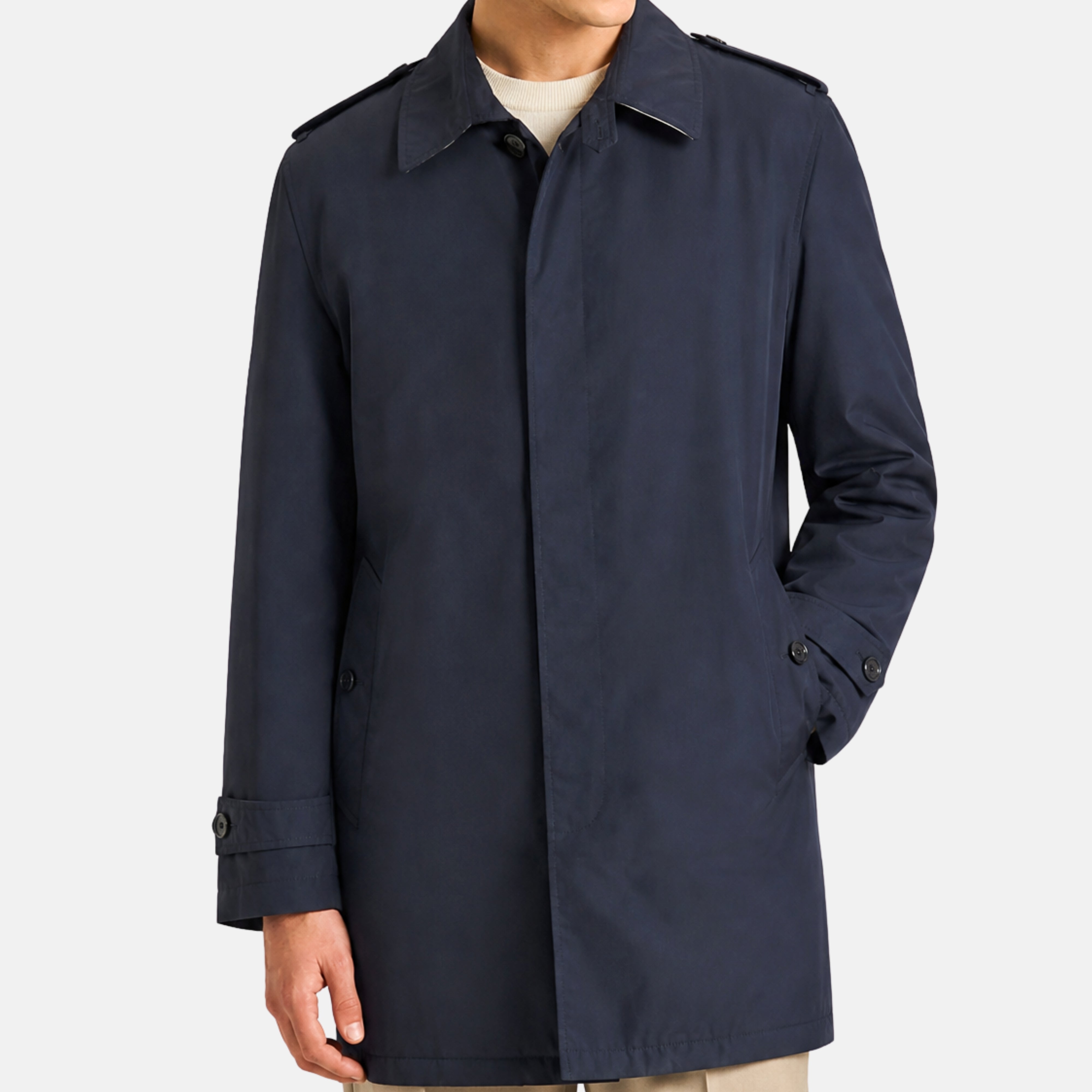 Navy Rain Coat made of Nylon/Cotton (XL)