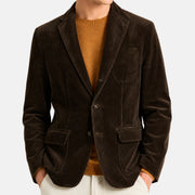 Brown Corduroy Blazer made of Cotton/Leather Details (EU 54)