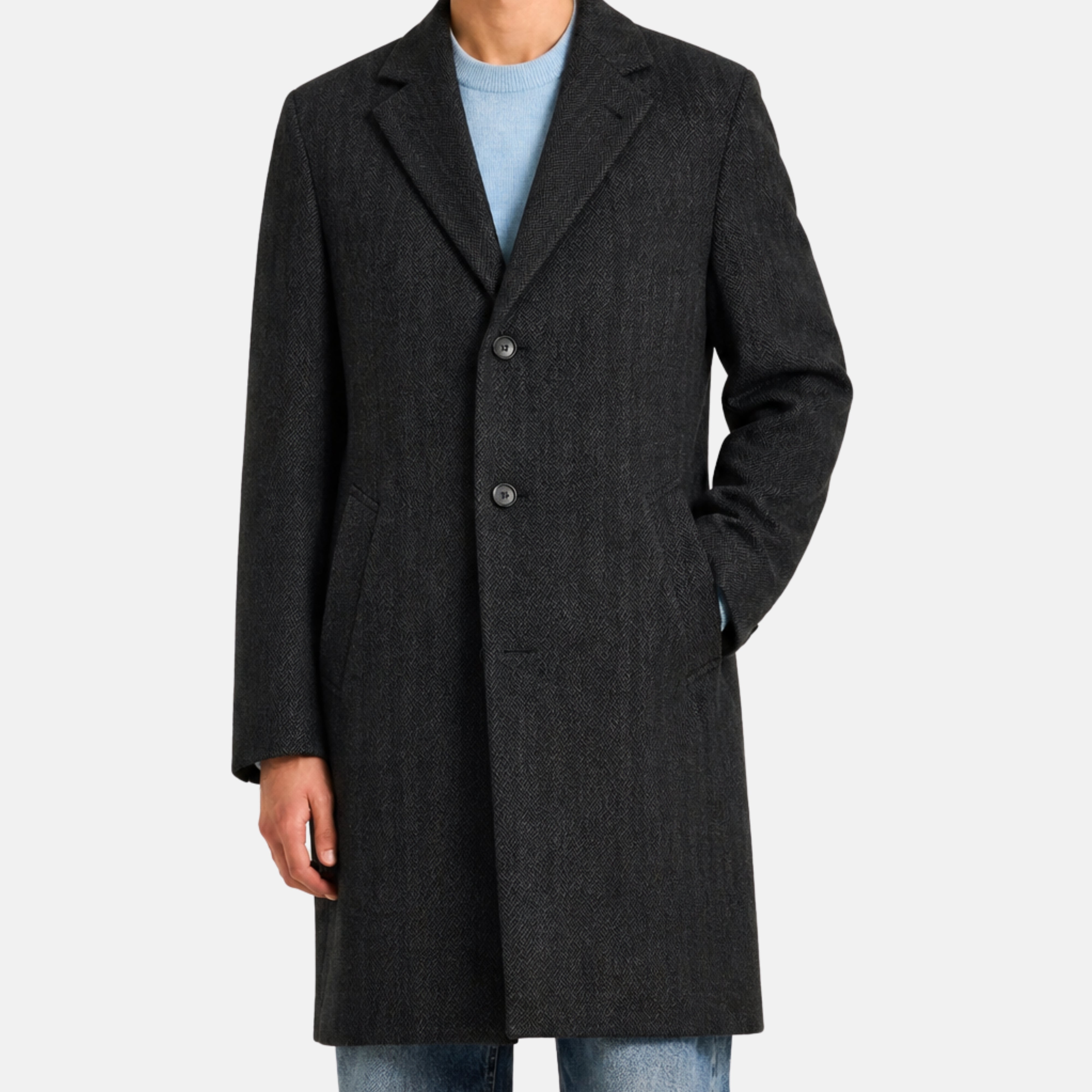 Anthracite Herringbone Coat made of Wool (EU 48)