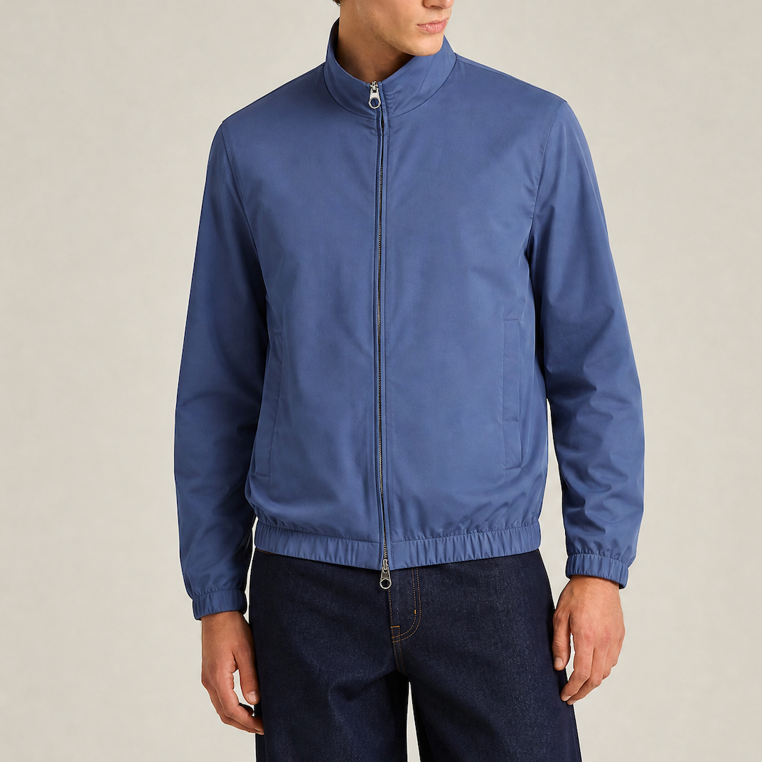 Loro Piana Blue Windmate Cashmere Bomber – pre-owned luxury menswear at Sanpetuna
