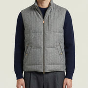 Grey Striped Flannel Vest made of Wool/Cashmere (S)