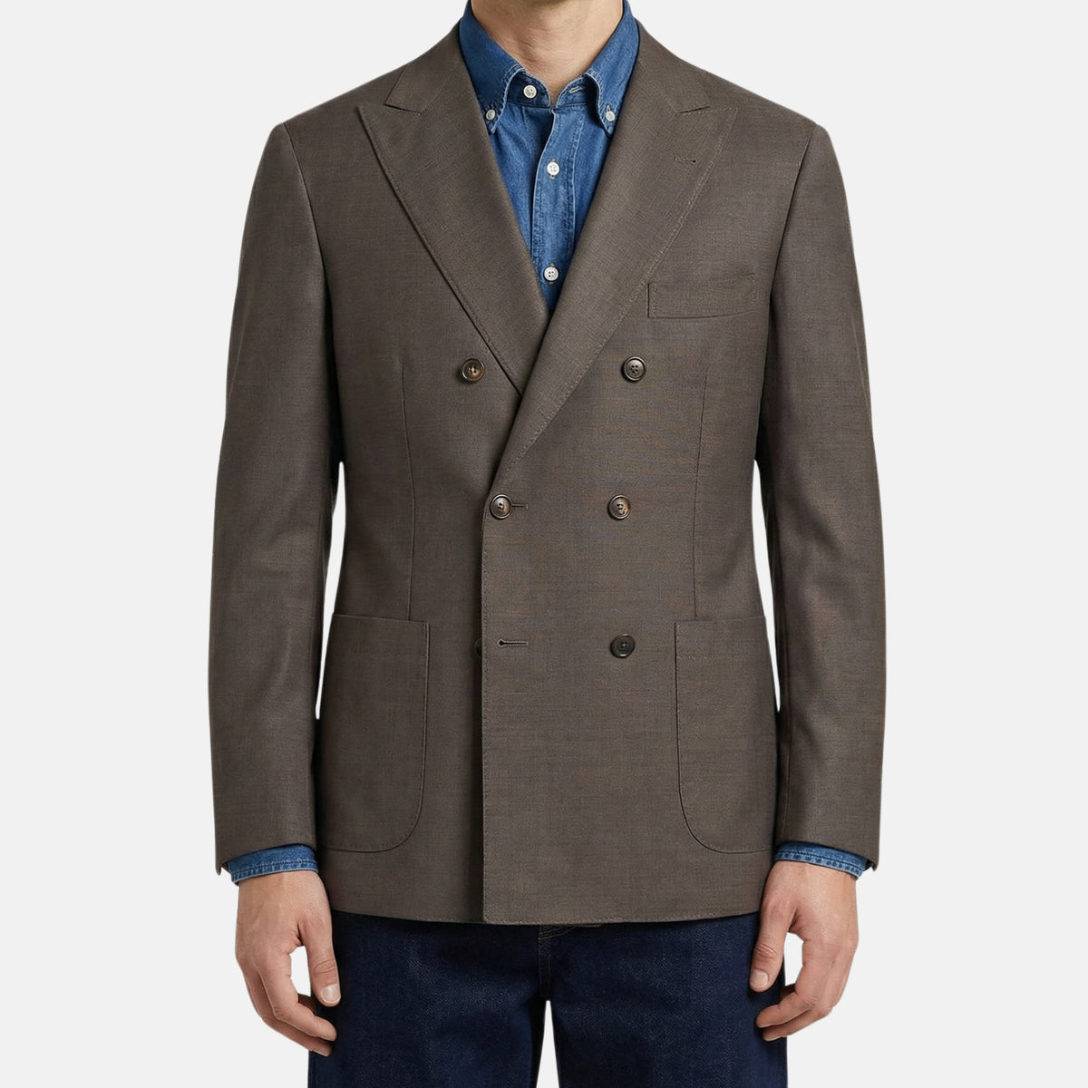 Brown Double Breasted Blazer made of Wool (EU 50)