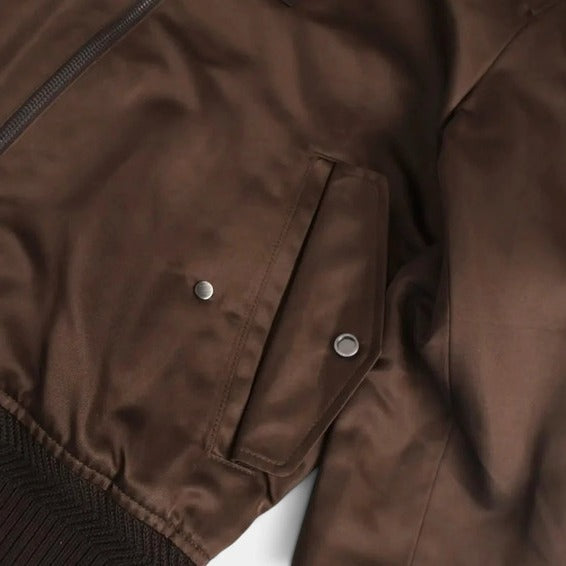 Zegna Brown Silk Bomber – pre-owned luxury menswear at Sanpetuna