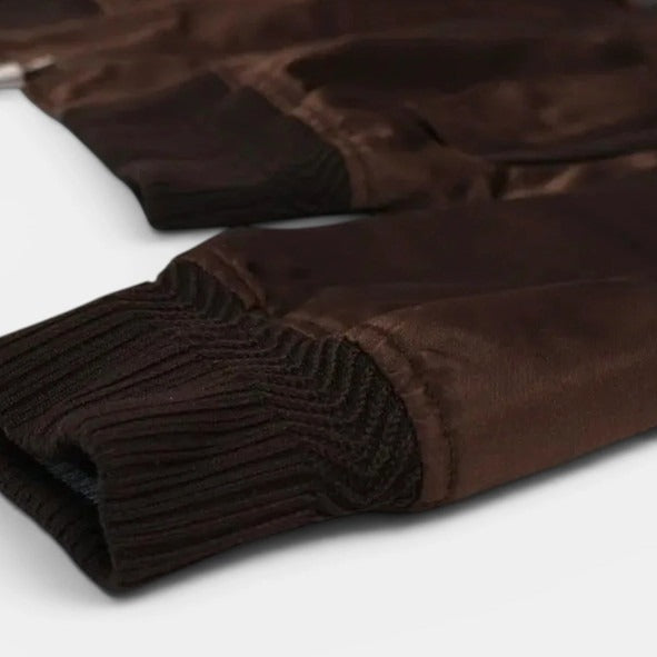 Zegna Brown Silk Bomber – pre-owned luxury menswear at Sanpetuna