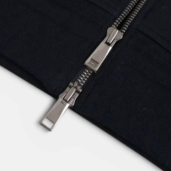 Zegna Navy Hooded Bomber – pre-owned luxury menswear at Sanpetuna