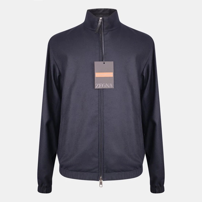 Ermenegildo Zegna Navy/Grey Wool-Silk Reversible Bomber – pre-owned luxury menswear at Sanpetuna