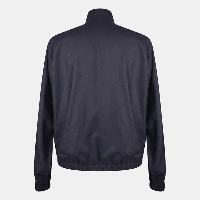 Ermenegildo Zegna Navy/Grey Wool-Silk Reversible Bomber – pre-owned luxury menswear at Sanpetuna