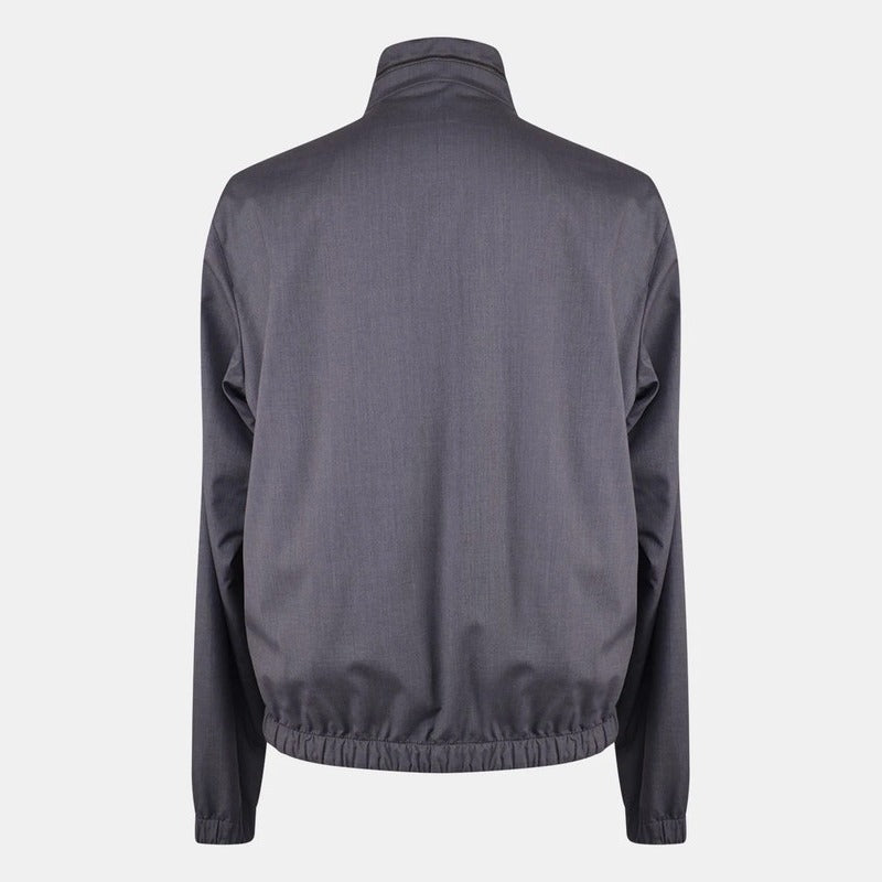 Ermenegildo Zegna Navy/Grey Wool-Silk Reversible Bomber – pre-owned luxury menswear at Sanpetuna