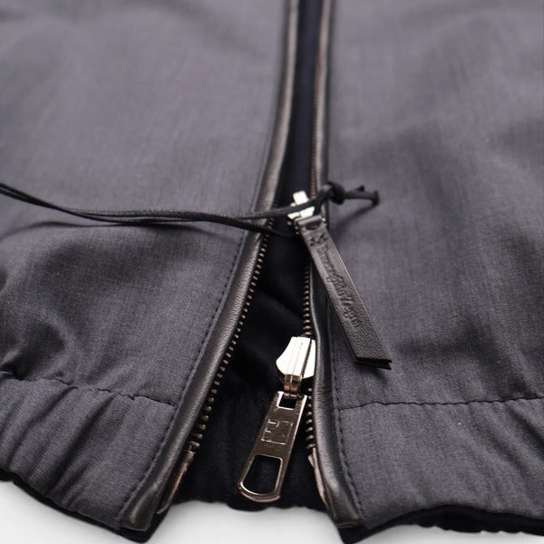 Ermenegildo Zegna Navy/Grey Wool-Silk Reversible Bomber – pre-owned luxury menswear at Sanpetuna
