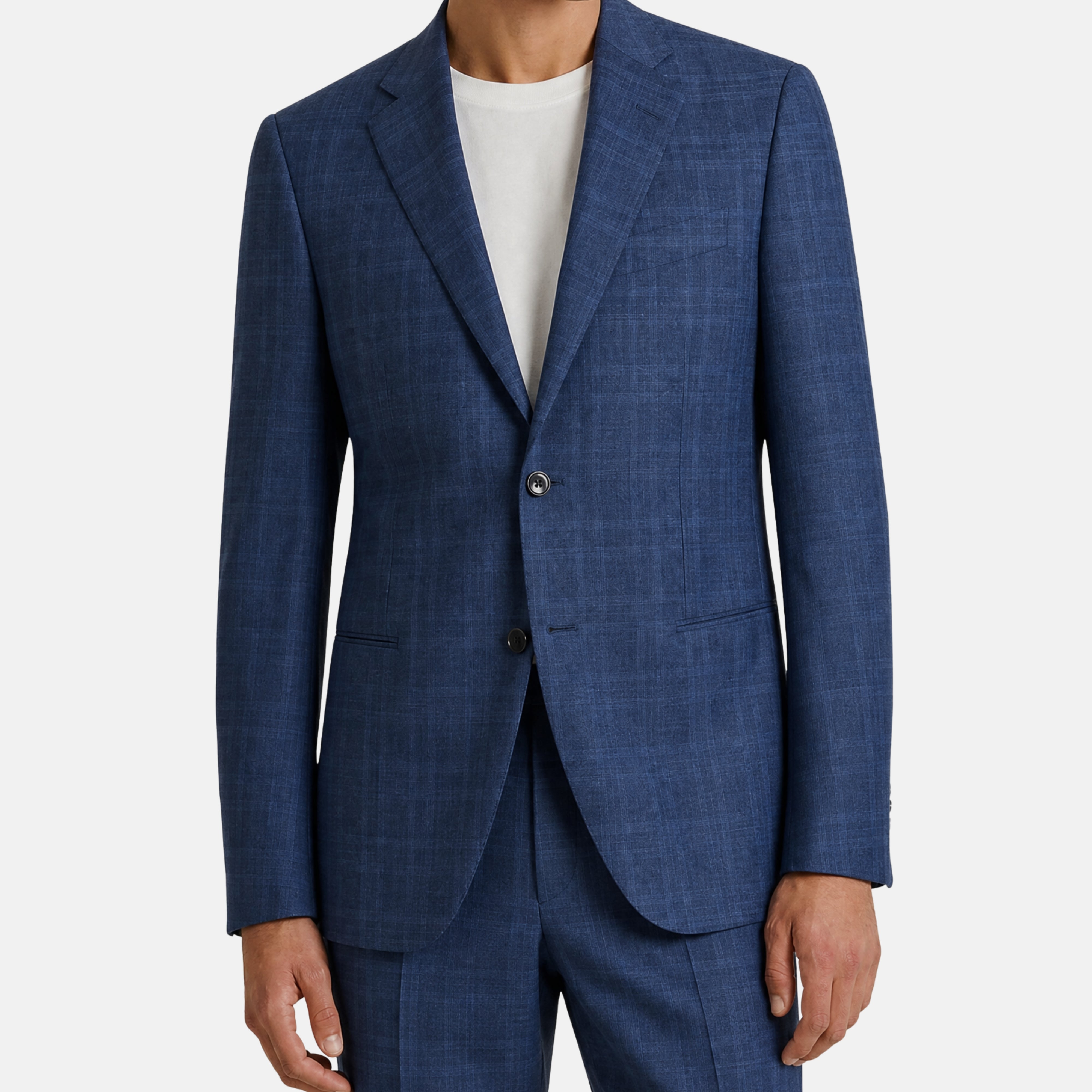 Blue Checkered Suit made of Polyester/Wool (EU 50)