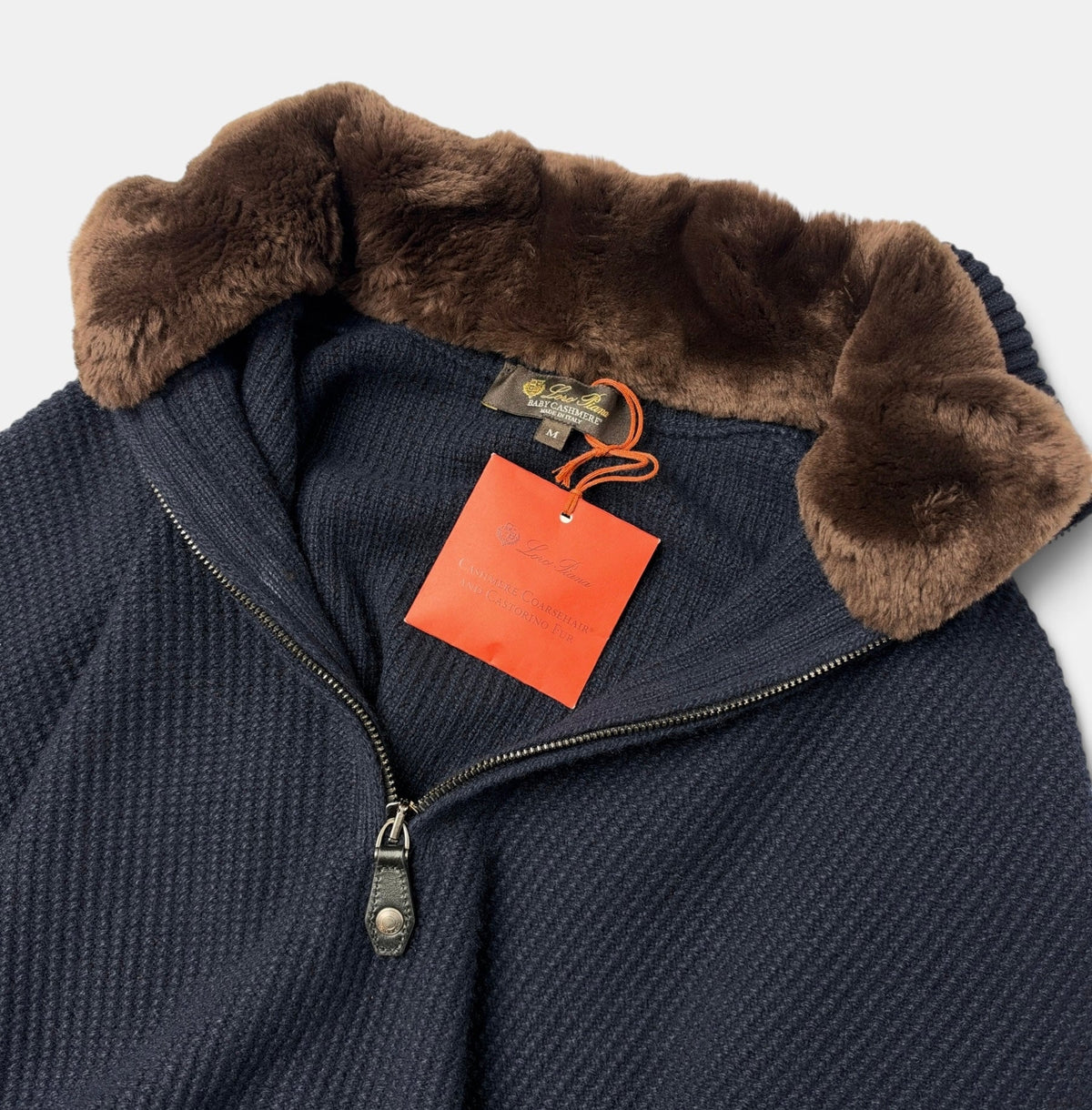 Navy Castorino Baby Cashmere Half-Zip Bomber