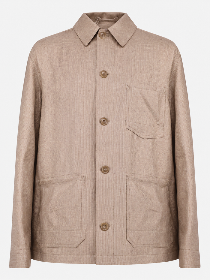 Beige Burnham Linen Cotton Silk Jacket