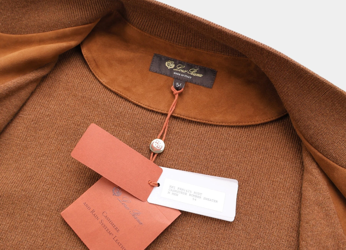 Brown Suede Cashmere Bomber Jacket