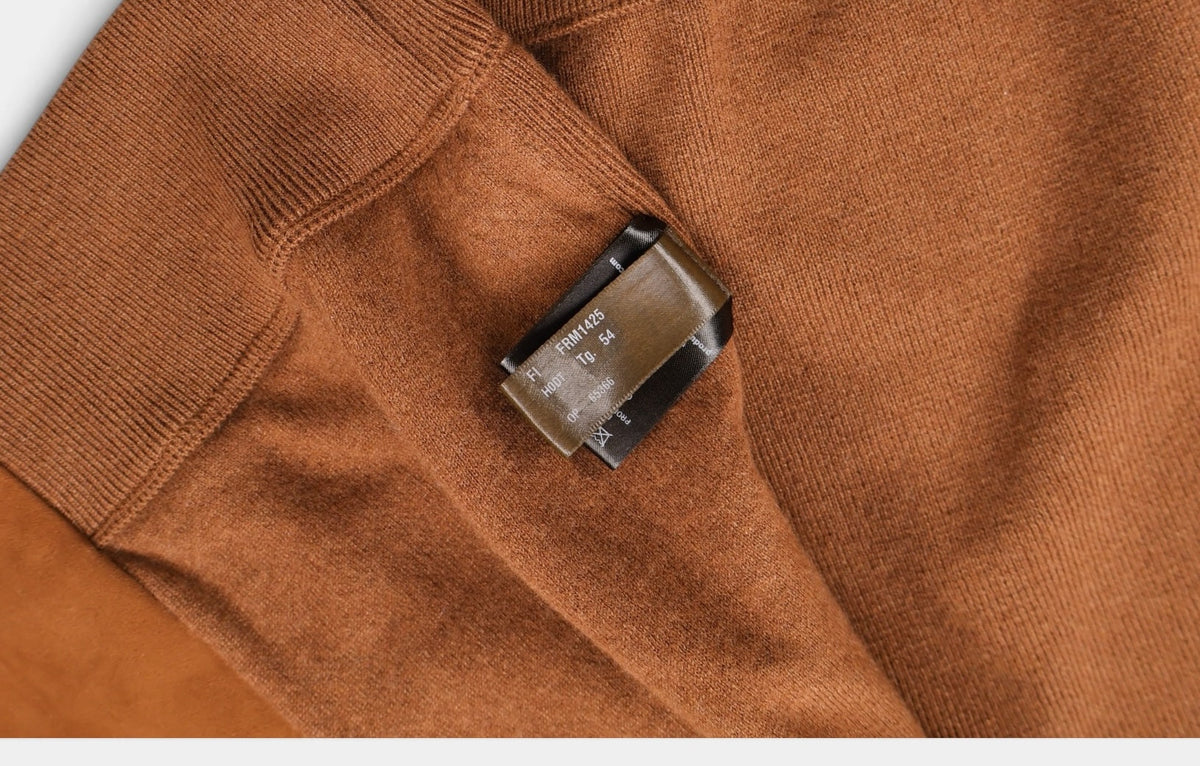 Brown Suede Cashmere Bomber Jacket