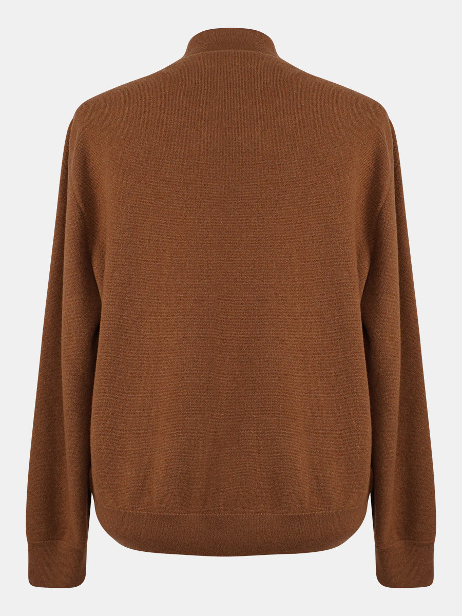 Brown Suede Cashmere Bomber Jacket