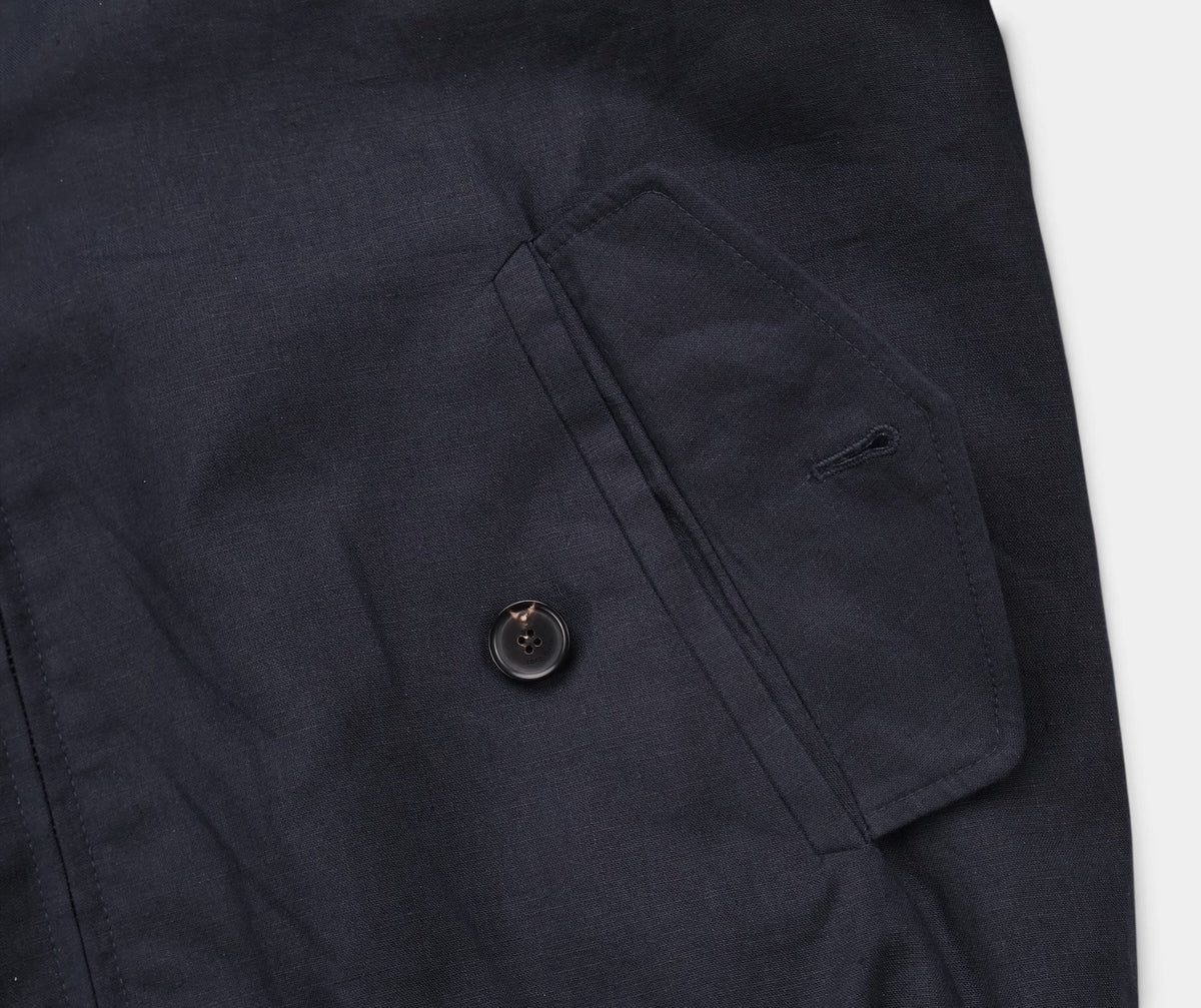 Navy Mason Linen Bomber