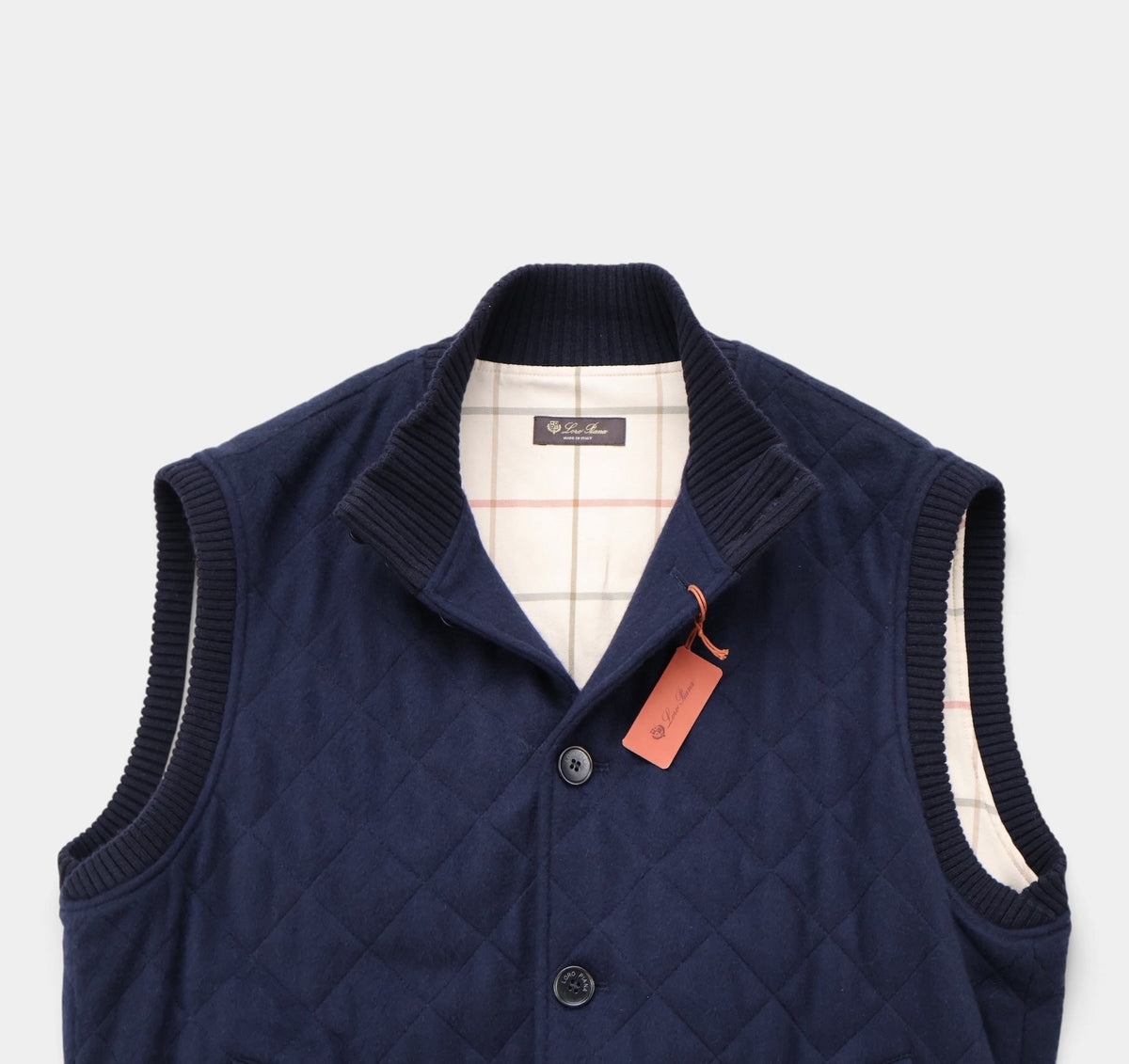 Navy Quilted Carry Cashmere Gilet