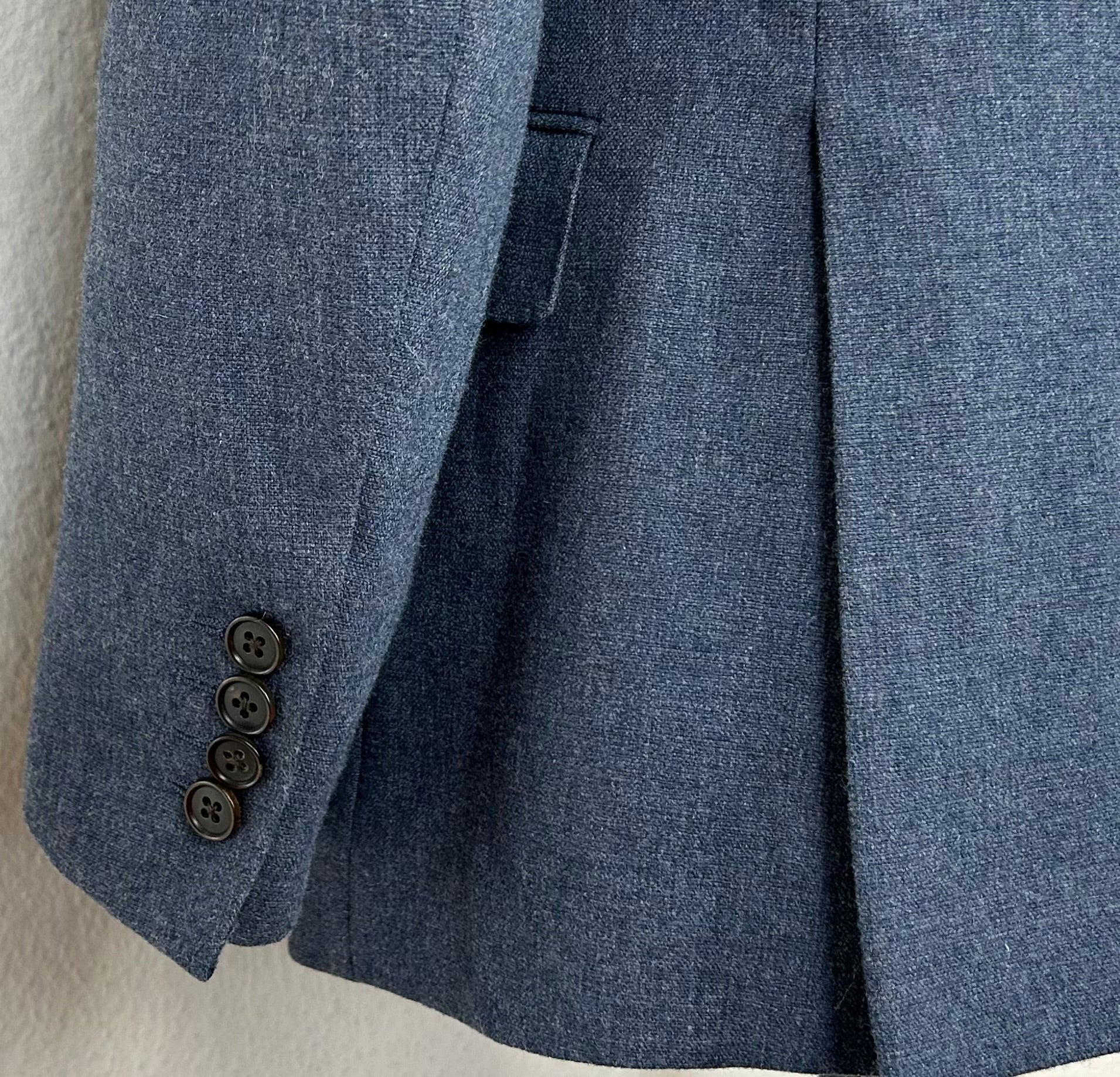 Blue Melange Suit made of Wool/Silk/Linen (EU 52)