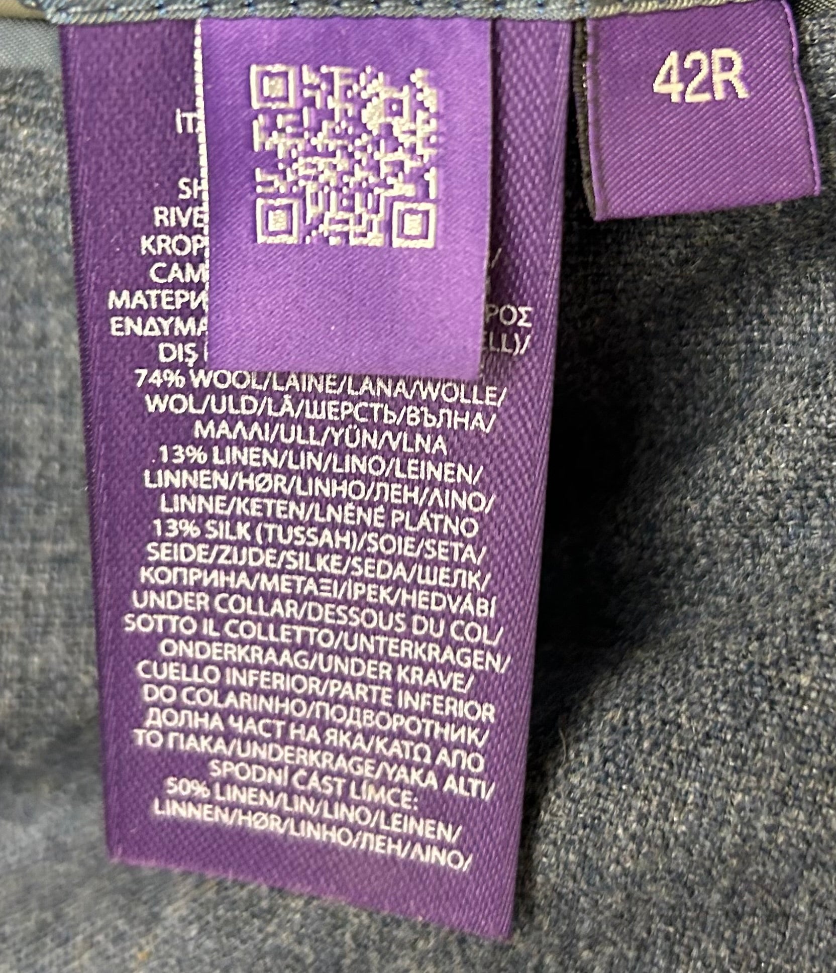 Blue Melange Suit made of Wool/Silk/Linen (EU 52)