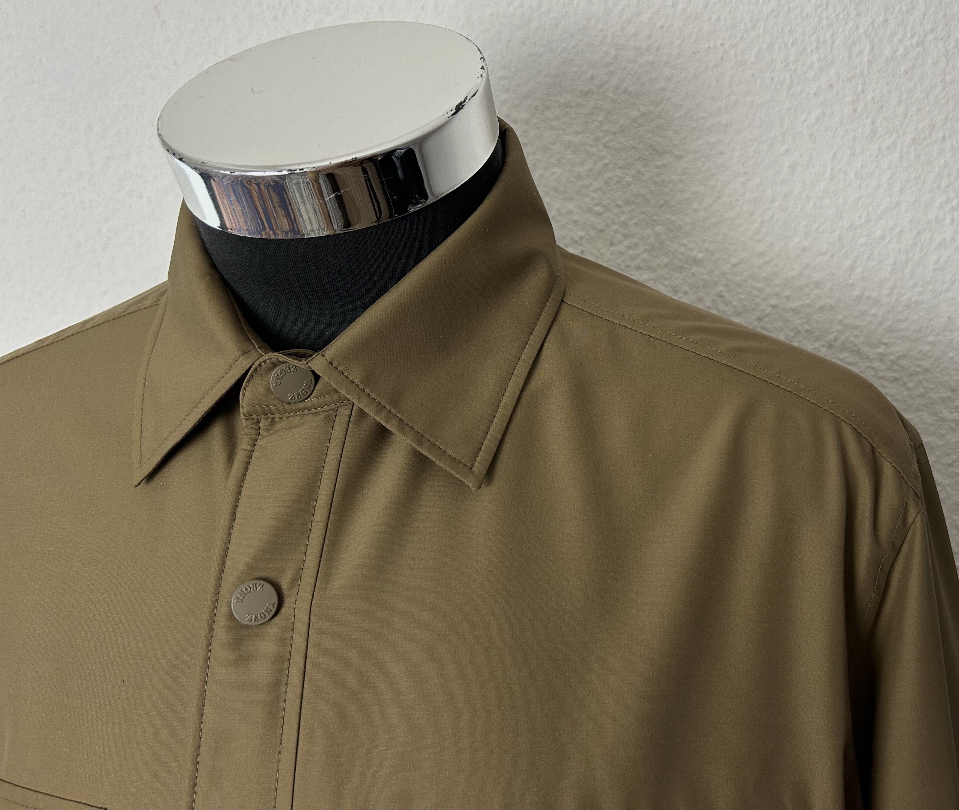 Olive shirt jacket Made of Wool/Nylon/Cotton/Silk/Cashmere