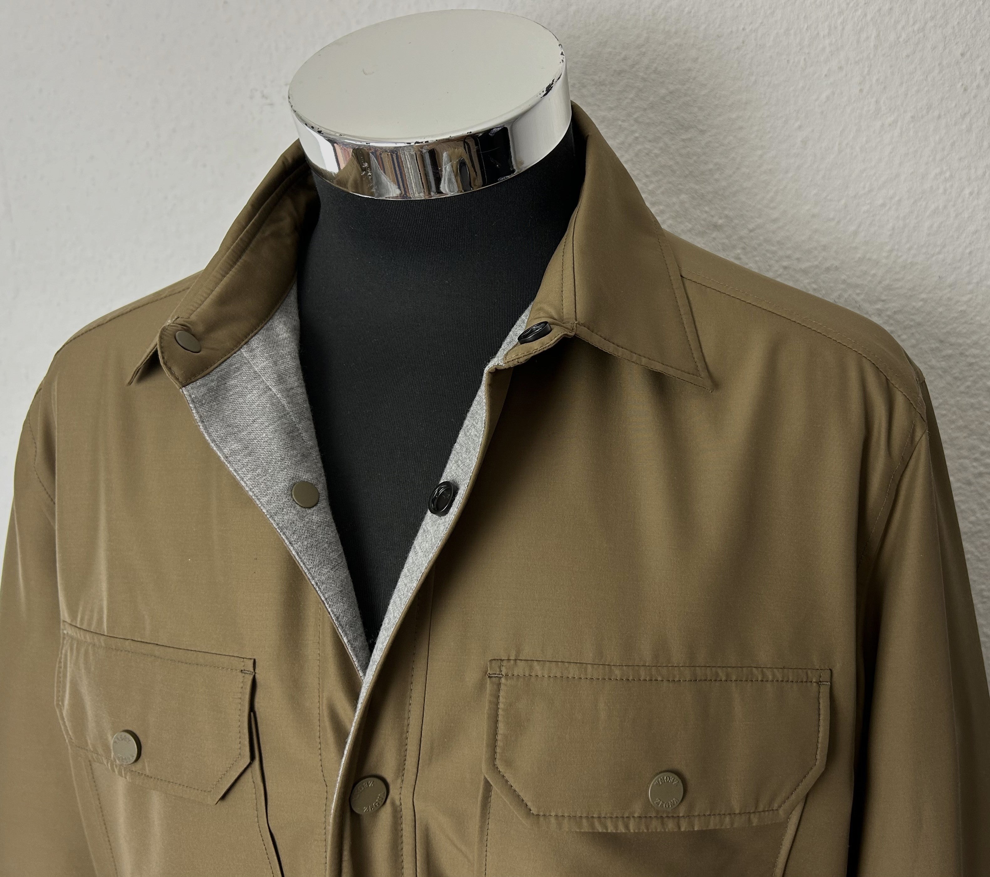 Olive shirt jacket Made of Wool/Nylon/Cotton/Silk/Cashmere