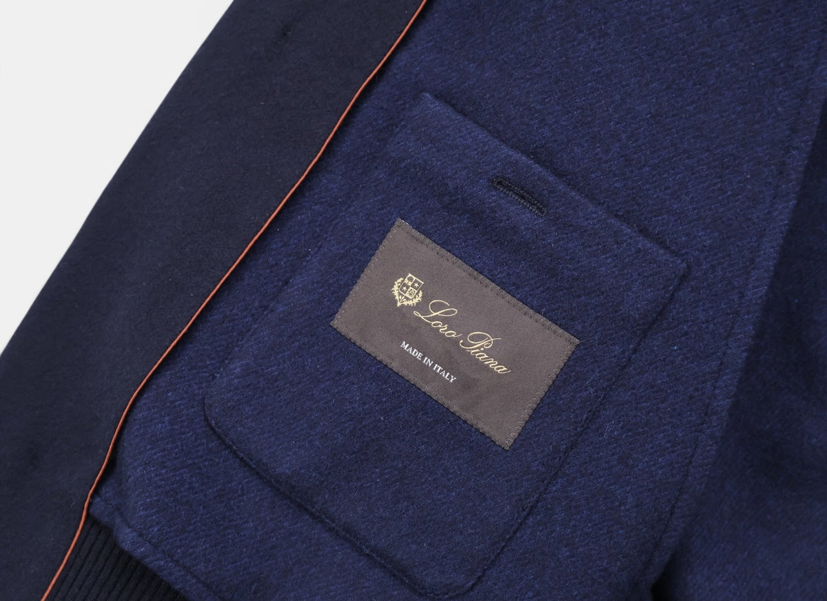 Navy Cashmere Bomber Jacket