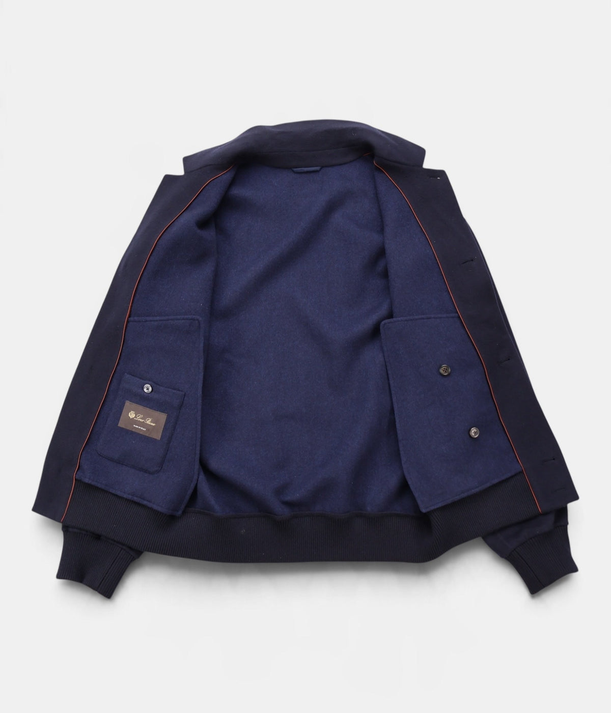 Navy Cashmere Bomber Jacket