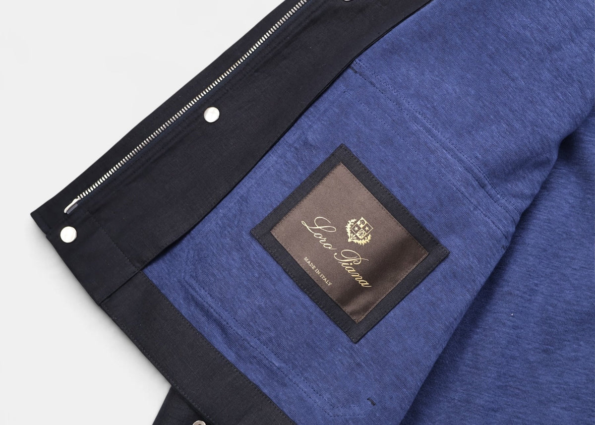 Navy Kody Linen Blouson Jacket