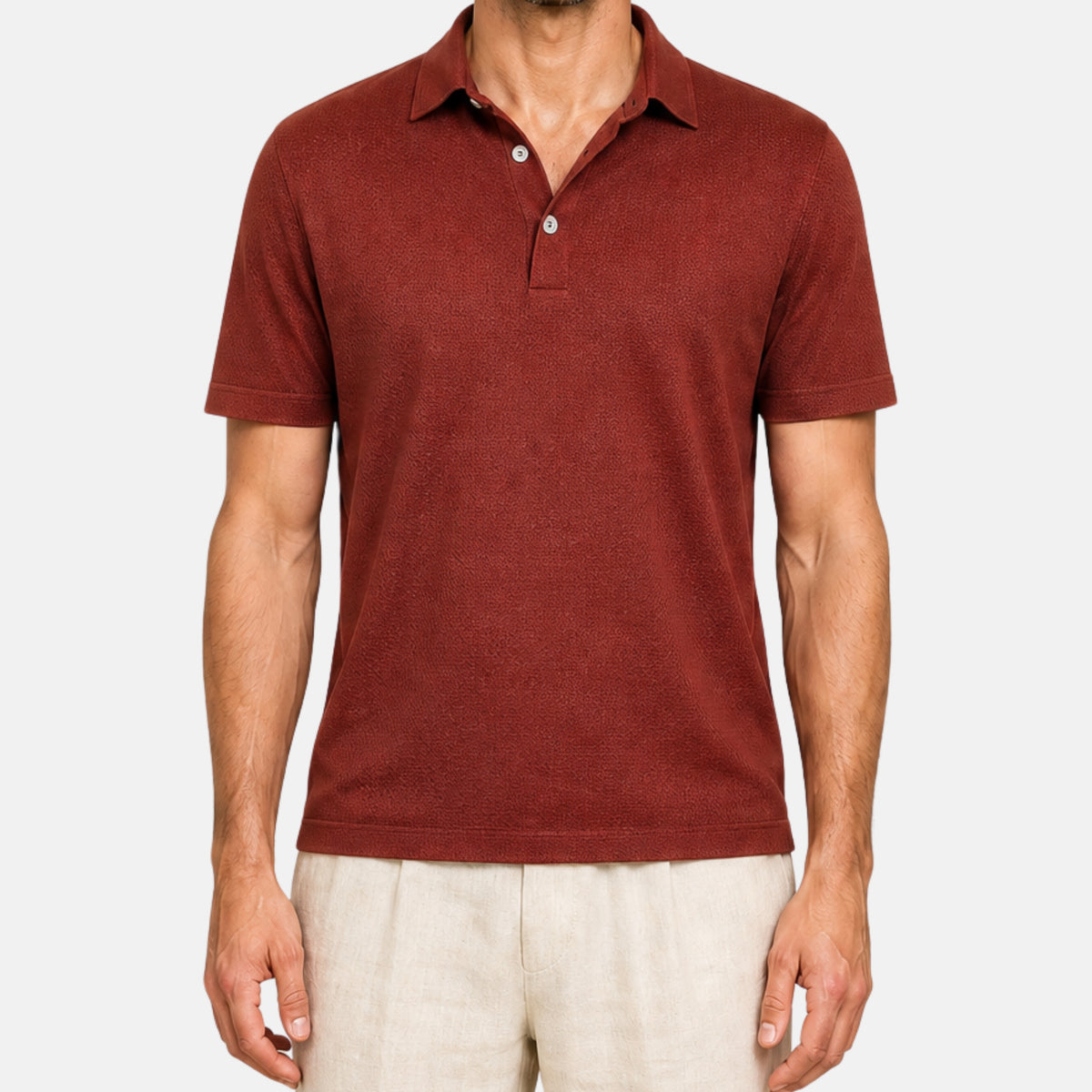 Rust Brown Polo Shirt made of Silk (EU 48)