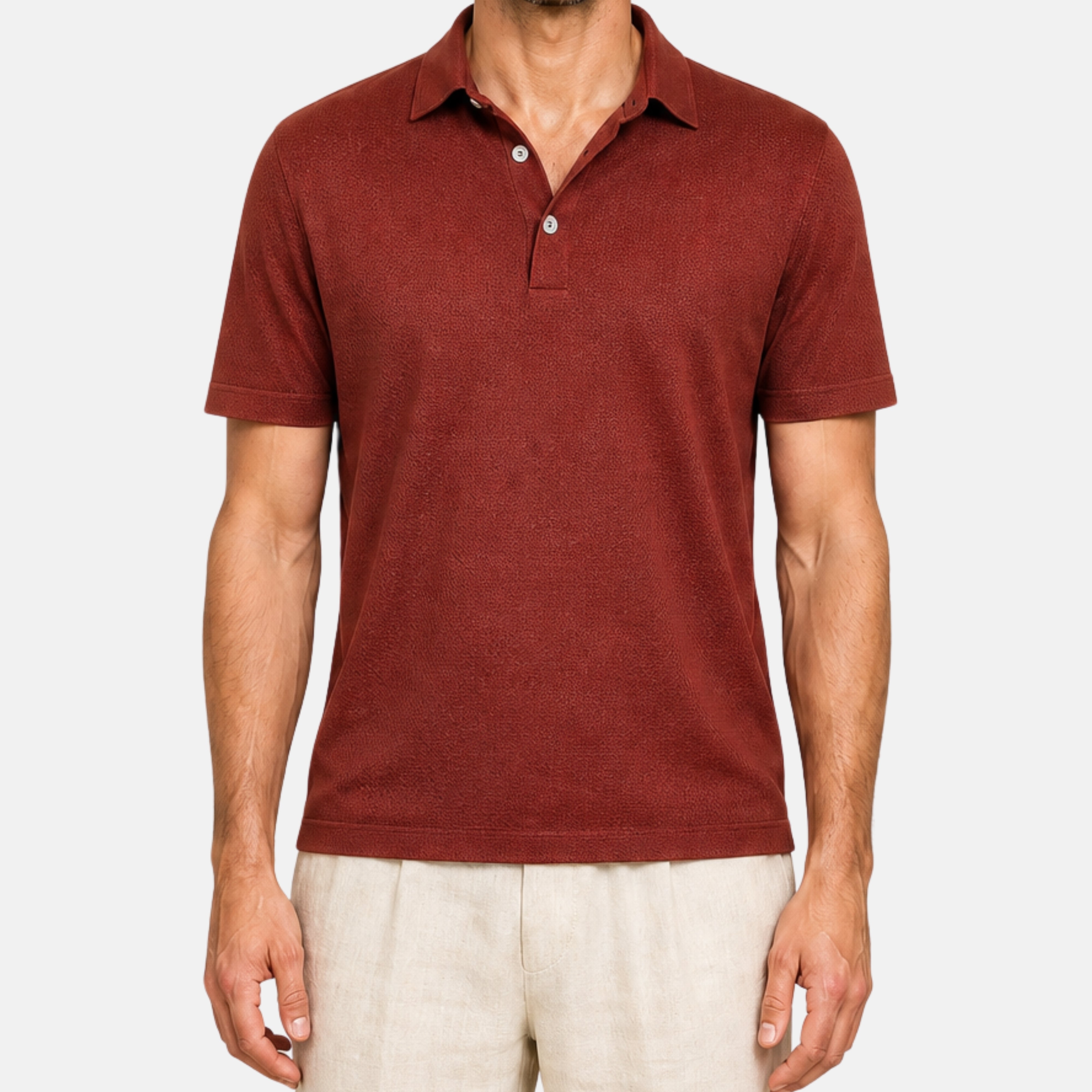 Rust Brown Polo Shirt made of Silk (EU 48)