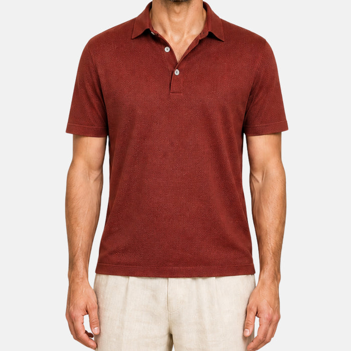 Rust Brown Polo Shirt made of Silk (EU 48)