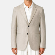 Ecru Patterned Blazer made of Linen/Wool/Silk (EU 48)