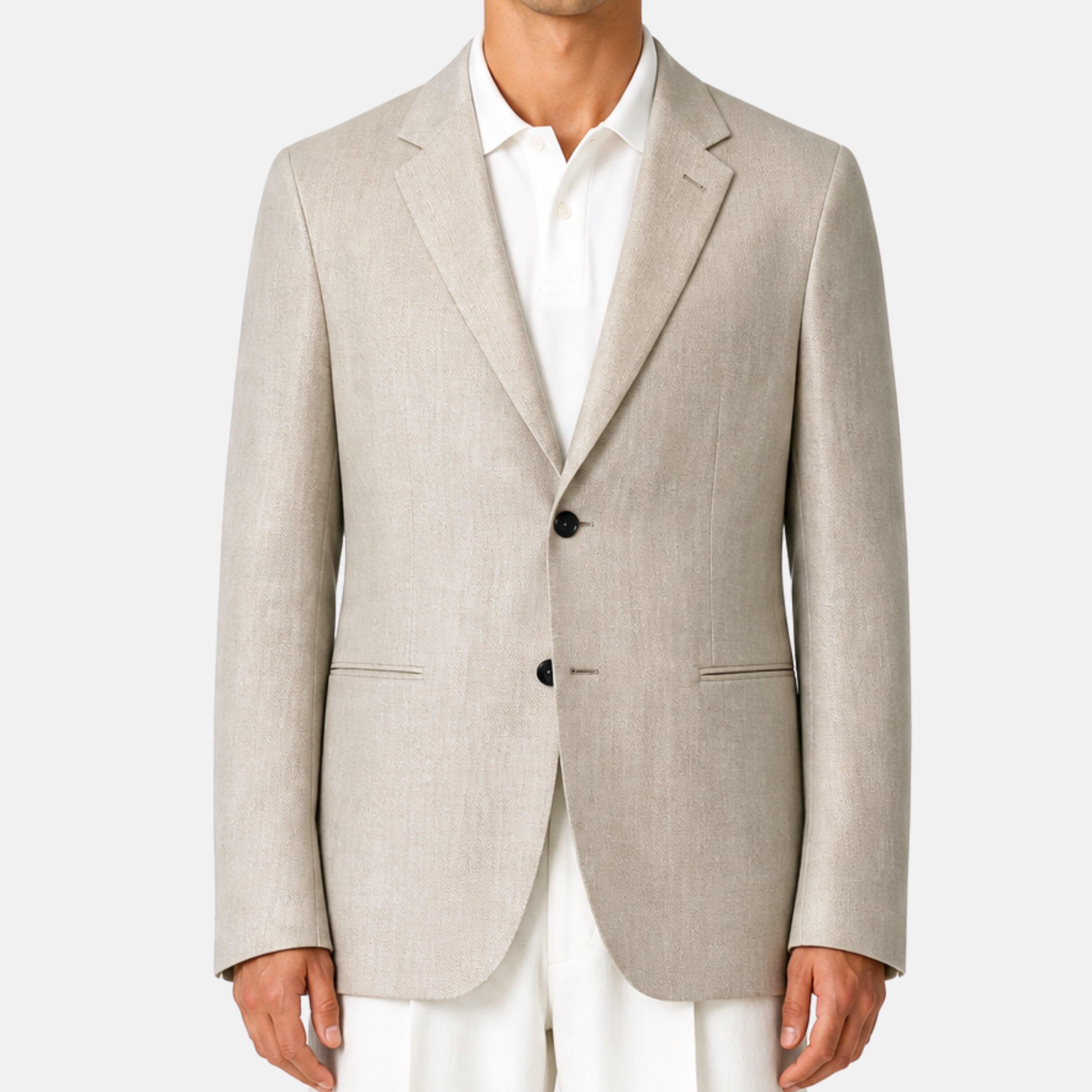 Ecru Patterned Blazer made of Linen/Wool/Silk (EU 48)
