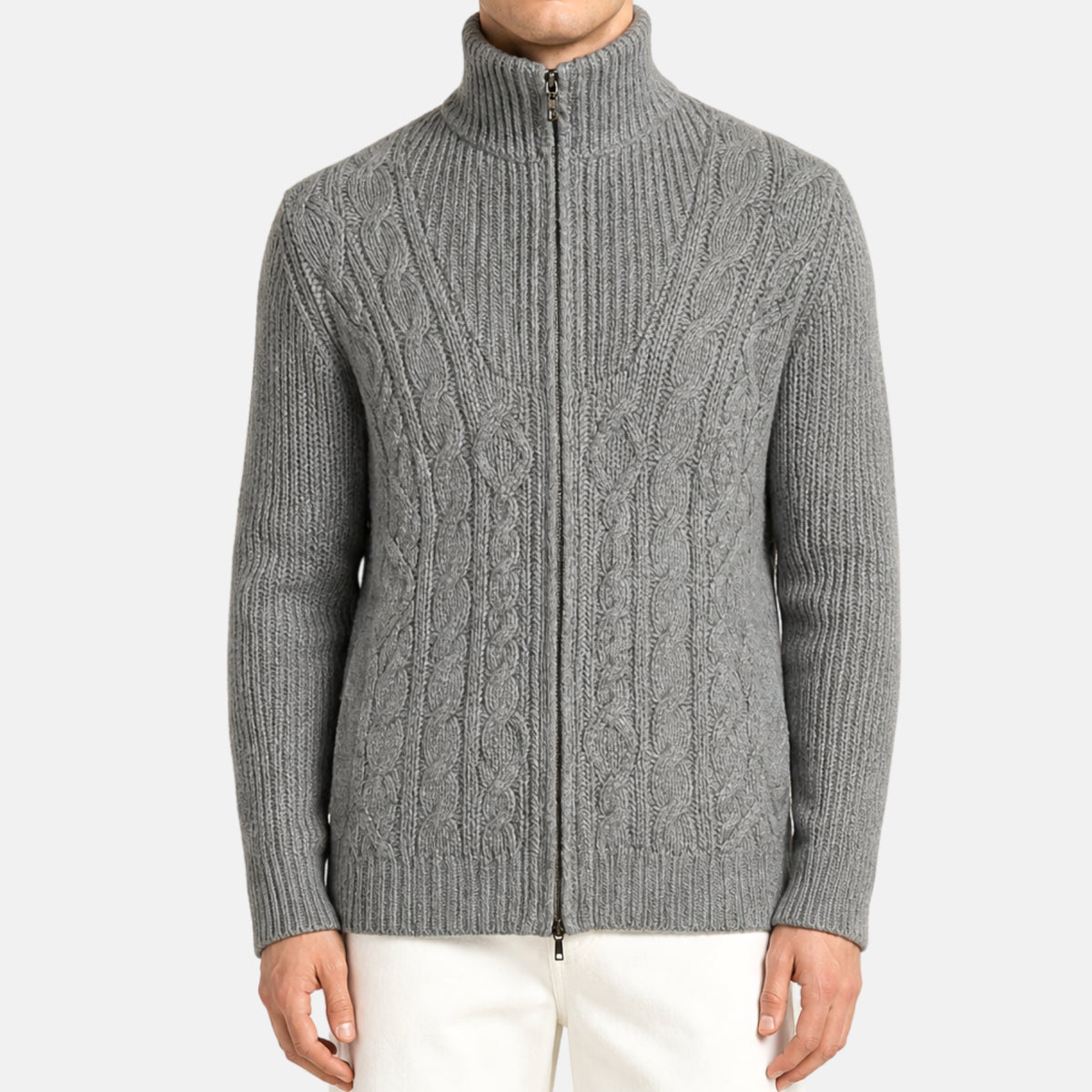 Loro Piana Baby Cashmere Cable Cardigan Grey (EU 50 / EU 54)