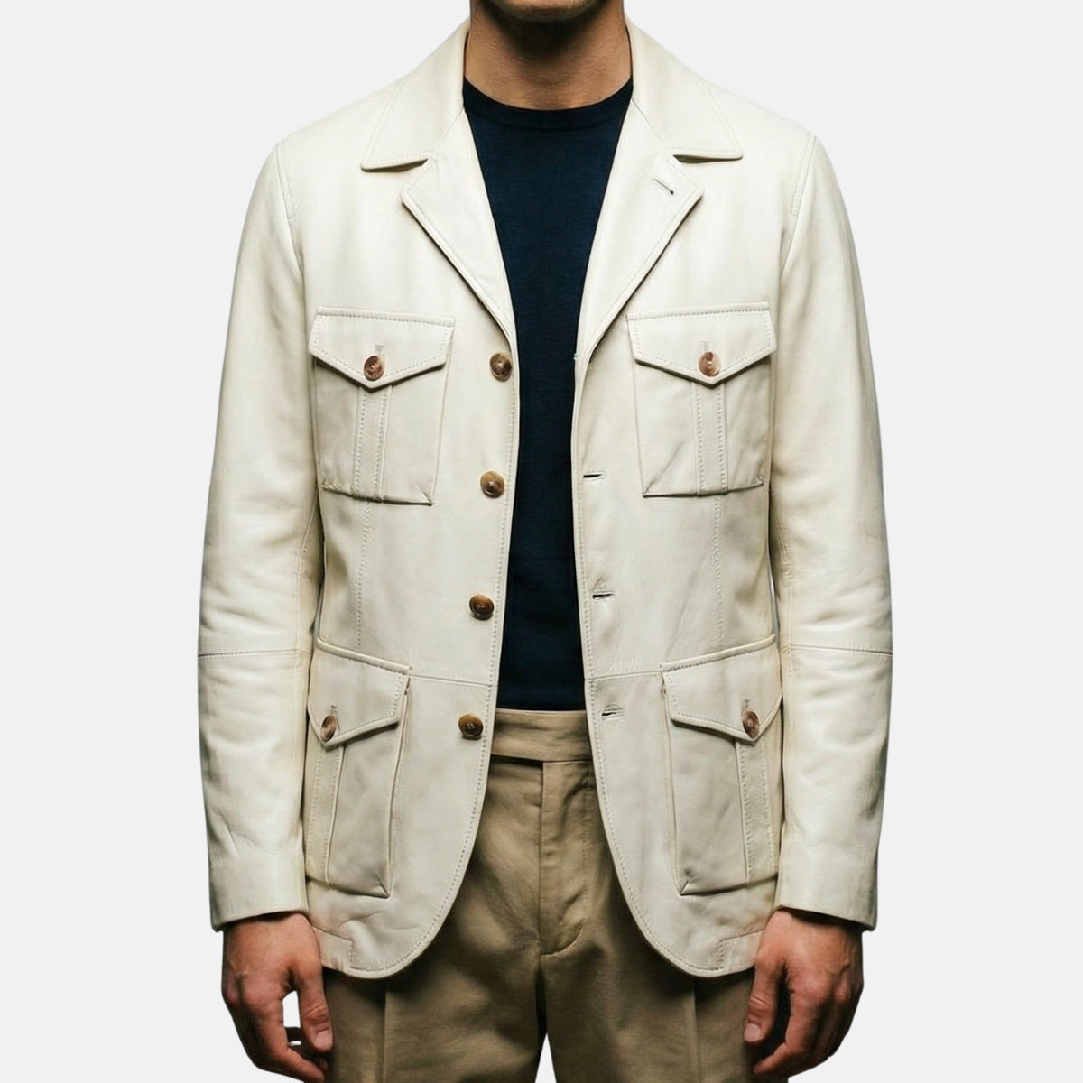 Off-White Leather Jacket (M)